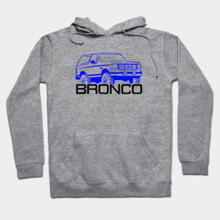 1992-1996 Bronco Front Side w/tires, blue/black print Hoodie